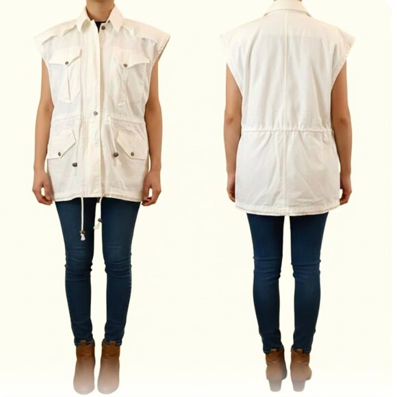 PIA RUCCI Vintage 80's Denim Safari 2-in-1 Jacket / Vest - Picture 3 of 8